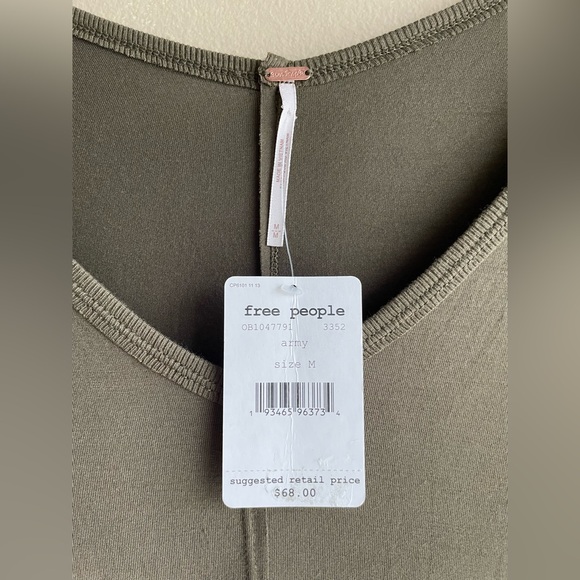 New Free People Women Army Green Shirt Size Medium Long Sleeve - Picture 5 of 9